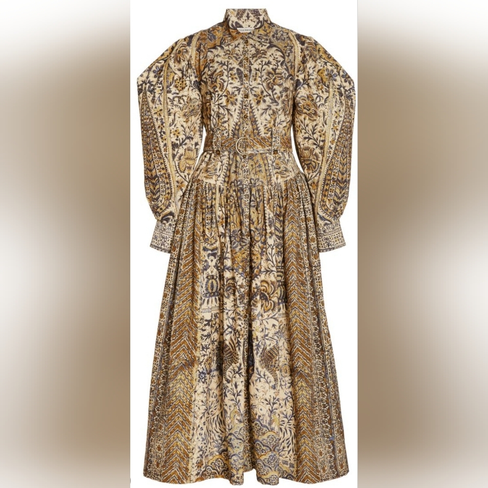 Ulla Johnson Floral Patterned Dress in Brown and Cream Very